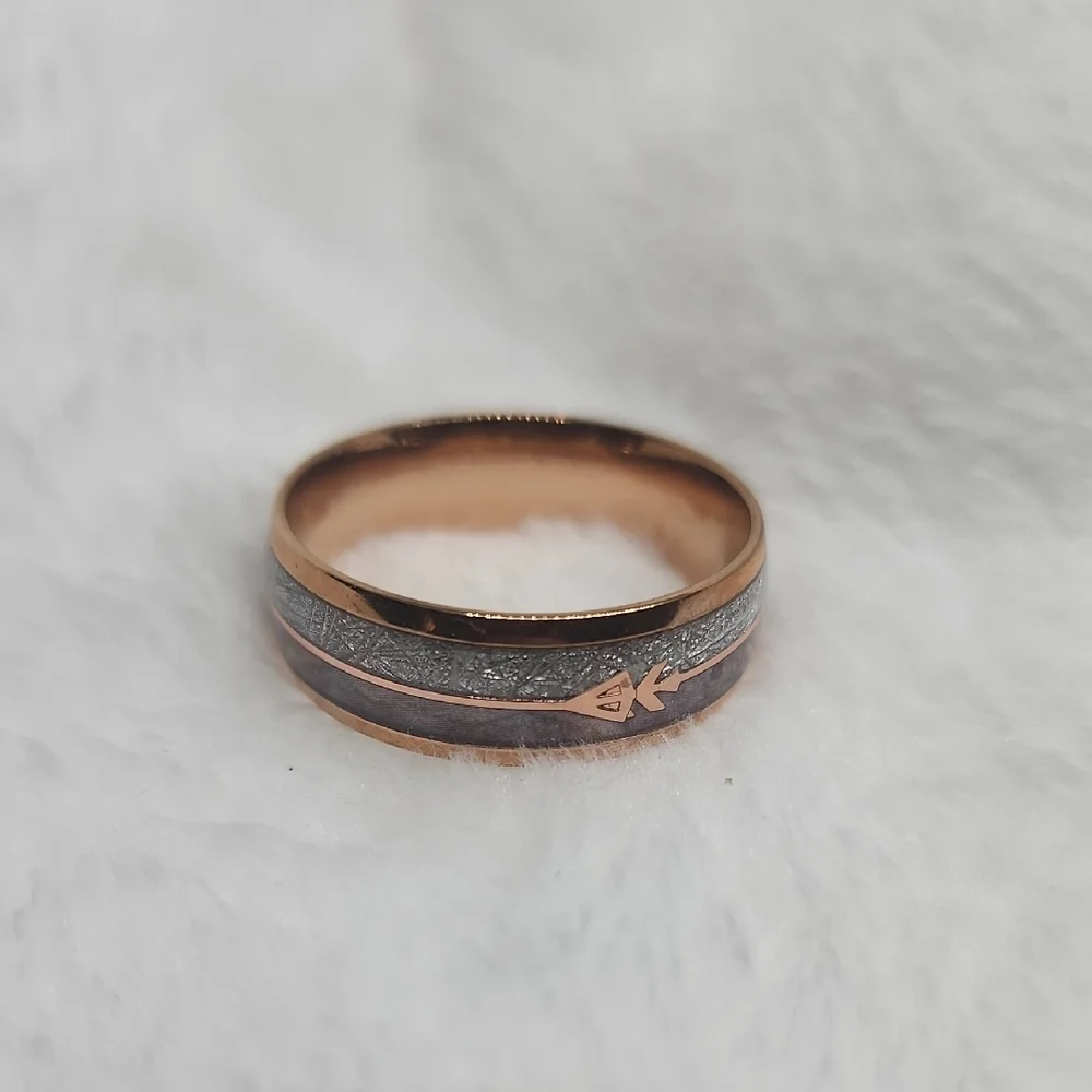 Stainless Steel Arrow Striped Men's Ring